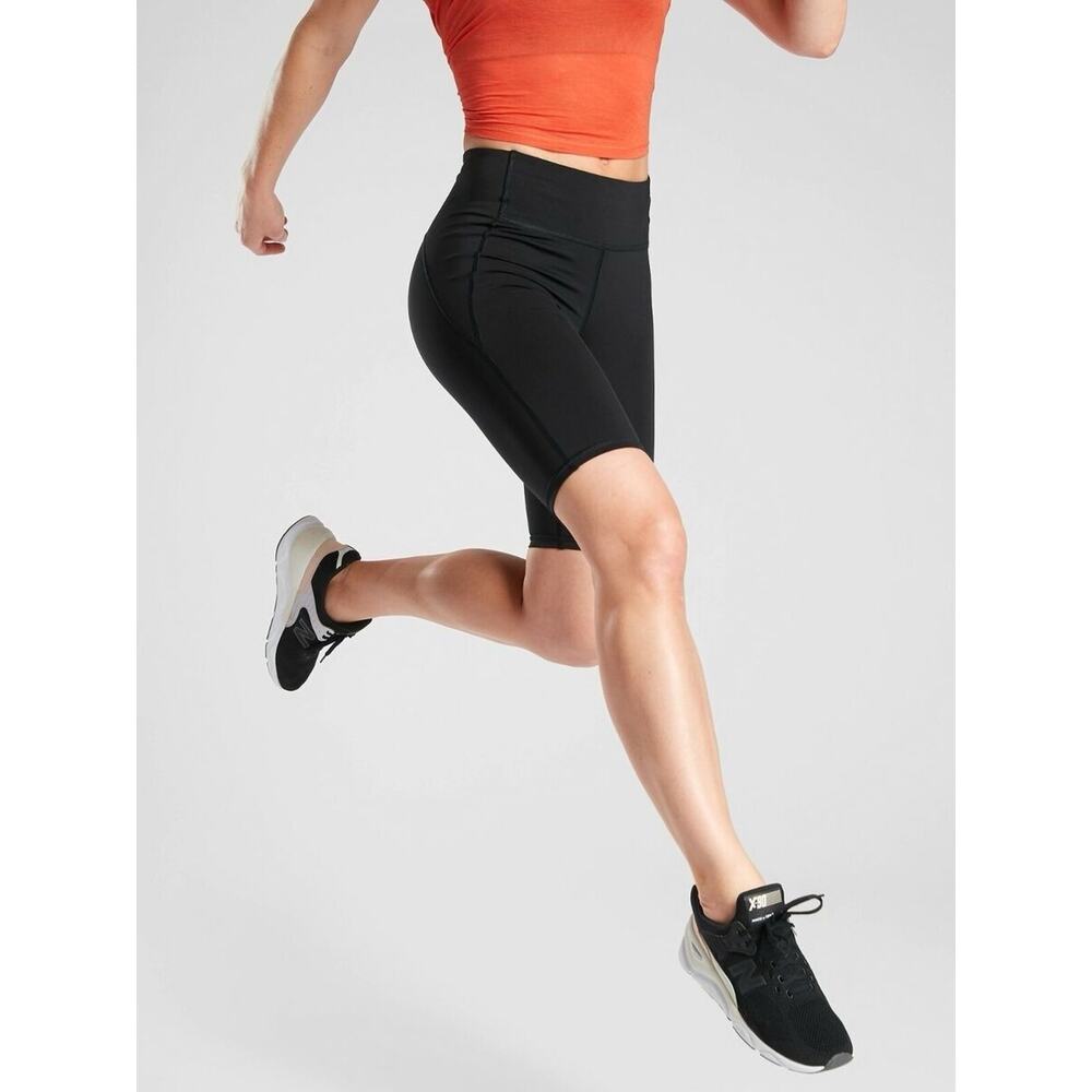 Athleta Velocity Mesh 10" Biker Short Black Athletic Gym Workout NEW‎ Womens XS